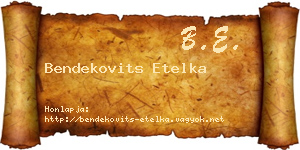 Bendekovits Etelka névjegykártya
